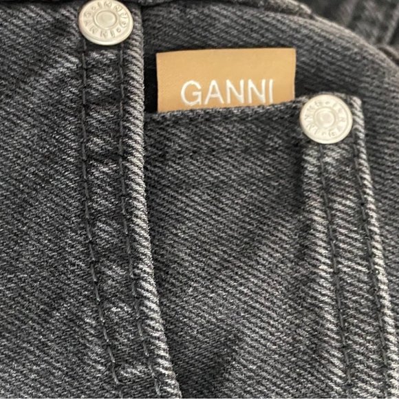 New GANNI straight-leg slit-detail jeans Black size 28 - Picture 6 of 11